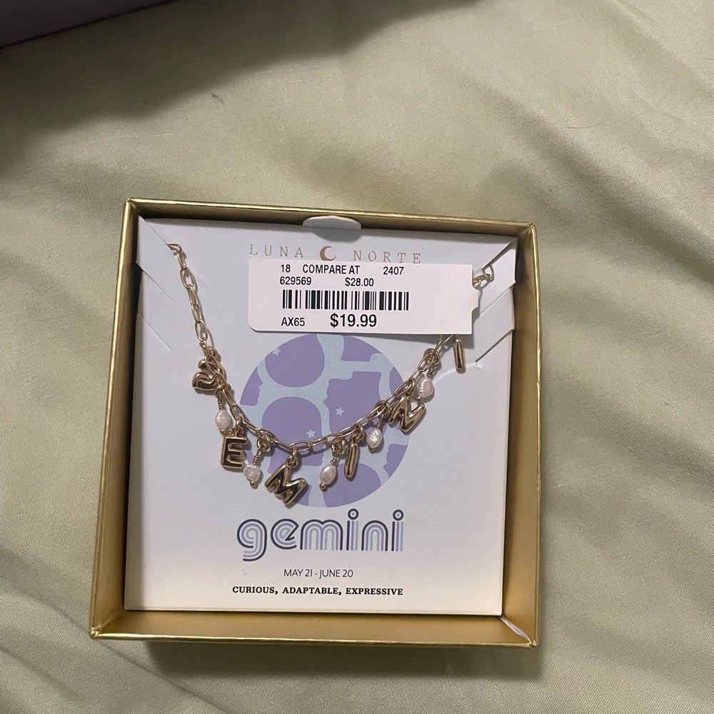 Gemini Zodiac Necklace - Gold